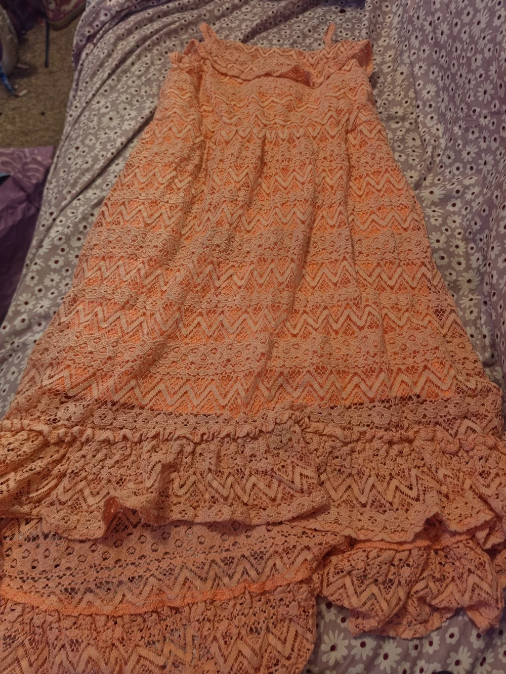 Peach Lace A-Line Dress